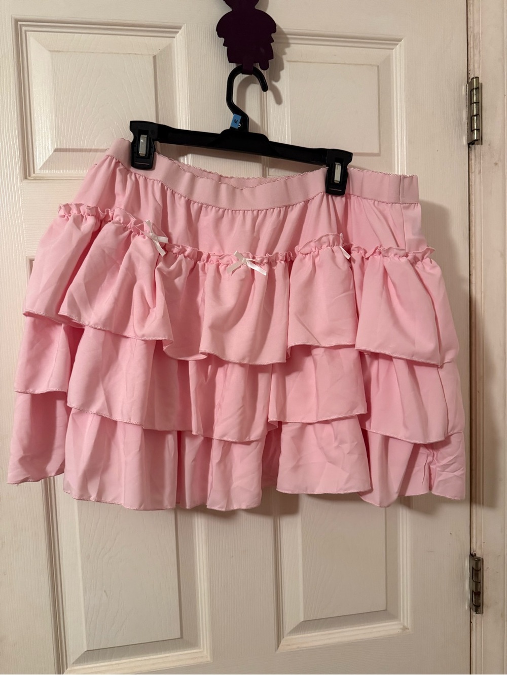 SHEIN Pink Layered Ruffle Skater Skirt